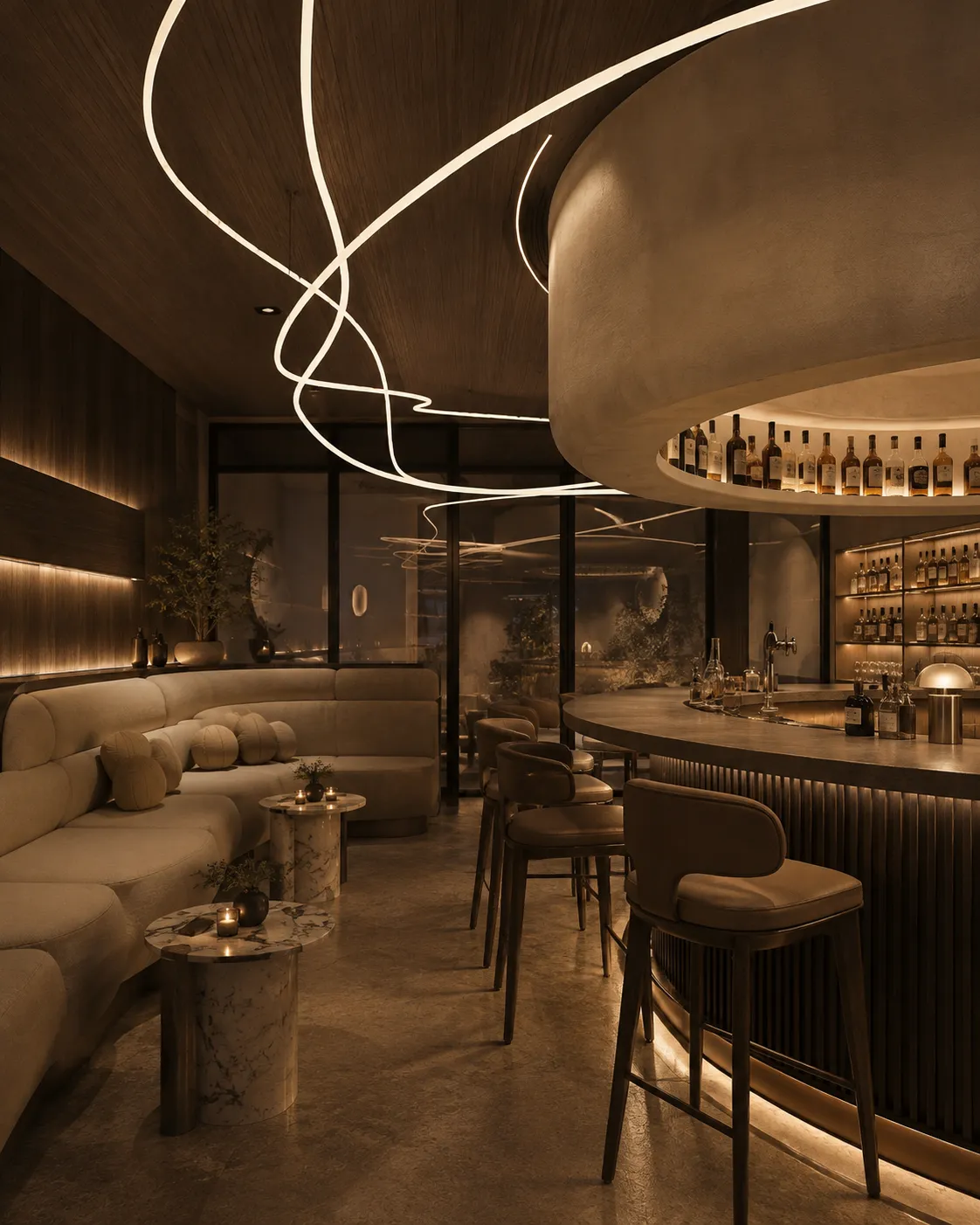 Elegant restaurant lounge and bar